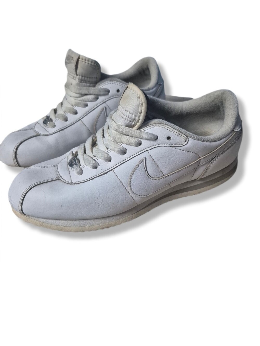 Classic White Leather Nike Cortez Women's Laced Athletic Sneakers Sz. 8 US